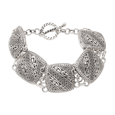 Sterling silver link bracelet, 'Let's Be Friends' - Handcrafted Sterling Silver Link Bracelet from Java