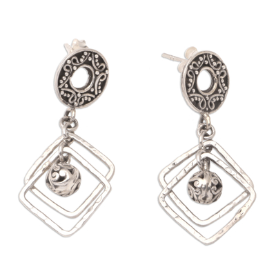 Sterling silver dangle earrings, 'Ancient Era' - Hand Crafted Sterling Silver Dangle Earrings