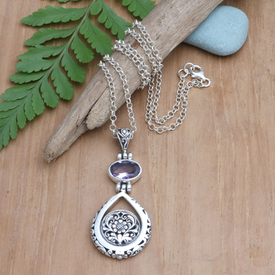 Amethyst pendant necklace, 'Love Spell' - Amethyst and Sterling Silver Pendant Necklace