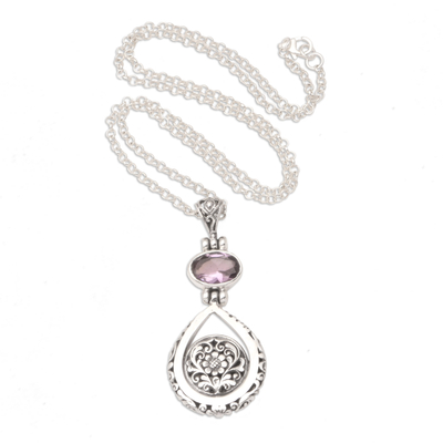 Amethyst pendant necklace, 'Love Spell' - Amethyst and Sterling Silver Pendant Necklace