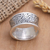 Men's sterling silver band ring, 'In a Labyrinth' - Men's Sterling Silver Band Ring with Labyrinth Motif