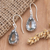 Prasiolite dangle earrings, 'Gleaming Beauty' - Sterling Silver and Prasiolite Dangle Earrings from Bali (image 2) thumbail