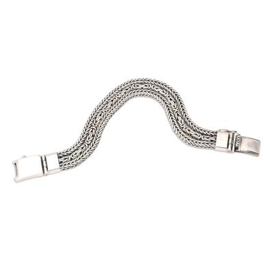 Men's sterling silver chain bracelet, 'Declaration of Love' - Men's Handcrafted Sterling Silver Chain Bracelet