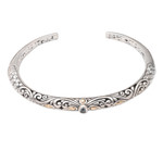 Blue topaz cuff bracelet, 'Radiant Woman' - Handmade Sterling Silver Blue Topaz Cuff Bracelet from Bali