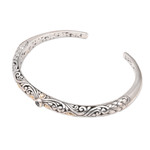 Blue topaz cuff bracelet, 'Radiant Woman' - Handmade Sterling Silver Blue Topaz Cuff Bracelet from Bali