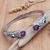 Gold-accented amethyst and garnet cuff bracelet, 'Divine Woman' - Bali Sterling Silver Cuff Bracelet with Amethyst and Garnet (image 2) thumbail