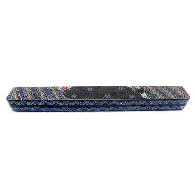 Mancala-Spiel aus Batikholz, „Spirited Game in Blue“ - Von Hand gefertigtes, faltbares Mancala-Brett aus Albesia-Holz