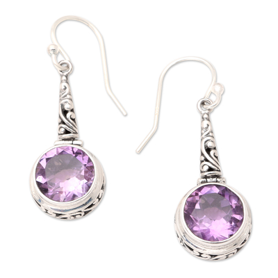 Amethyst dangle earrings, 'Berry Blush' - Handmade Amethyst and Sterling Silver Dangle Earrings