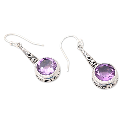 Amethyst dangle earrings, 'Berry Blush' - Handmade Amethyst and Sterling Silver Dangle Earrings