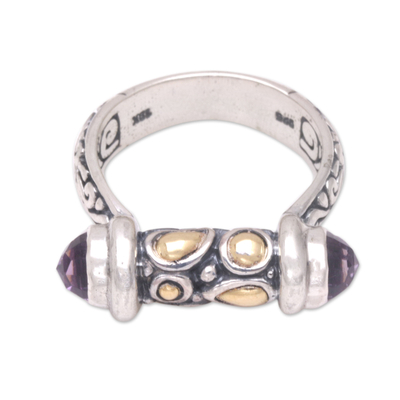 Men's gold-accented amethyst cocktail ring, 'Gentleman of Leisure' - Men's Gold-Accented Amethyst Cocktail Ring from Bali