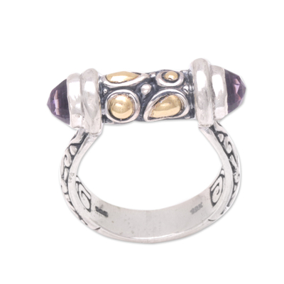 Men's gold-accented amethyst cocktail ring, 'Gentleman of Leisure' - Men's Gold-Accented Amethyst Cocktail Ring from Bali
