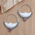 Garnet hoop earrings, 'Slumbering Moon' - Garnet Hoop Earrings with Crescent Moon Motif (image 2) thumbail