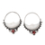Garnet hoop earrings, 'Slumbering Moon' - Garnet Hoop Earrings with Crescent Moon Motif thumbail