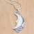 Blue topaz pendant necklace, 'Flowering Moon' - Blue Topaz Pendant Necklace with Crescent Moon Motif (image 2) thumbail