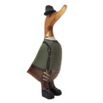 Wood figurine, 'Steampunk Duck' - Bamboo Root and Teak Hand-Painted Duck with Steampunk Style