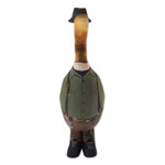 Wood figurine, 'Steampunk Duck' - Bamboo Root and Teak Hand-Painted Duck with Steampunk Style
