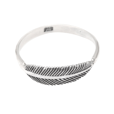 Handmade Feather Motif 925 Sterling Silver Ring from Bali