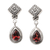 Garnet dangle earrings, 'What the Heart Wants' - Balinese Sterling Silver and Garnet Dangle Earrings