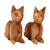 Wood sculptures, 'Feline Guardians' (pair) - Balinese Hand-Carved Jempinis Wood Cat Sculptures (Pair) (image 2b) thumbail