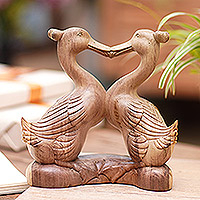 Wood sculpture, 'Loving Ducks' - Hand-Carved Duck Wood Sculpture from Bali