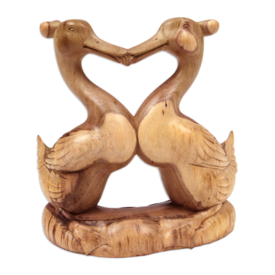 Wood sculpture, 'Loving Ducks' - Hand-Carved Duck Wood Sculpture from Bali