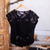 Hand-embroidered rayon blouse, 'Night Bloom' - Hand-Embroidered Black Rayon Blouse with Floral Motif (image 2c) thumbail