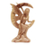 Wood sculpture, 'Wings Under Moonlight' - Handcrafted Hibiscus Wood Angel and Moon Sculpture thumbail