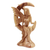 Wood sculpture, 'Wings Under Moonlight' - Handcrafted Hibiscus Wood Angel and Moon Sculpture (image 2b) thumbail