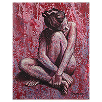 'Nudetopia I' - Pintura de retrato desnudo artístico de Bali
