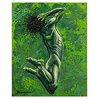 'Nudetopia II' - Expressionist Male Portrait from Balinese Artist