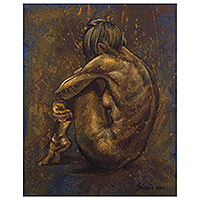 'Nudetopia III' - Retrato expresionista en óleos y acrílicos sobre lienzo