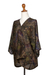 Kimono-Jacke aus gebatikter Seide, 'Sophisticated Spring'. - Handgewebte Kimono-Jacke aus thailändischer Seide mit Batik-Jumputan-Motiven