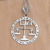 Gold-accented pendant necklace, 'Sparkling Libra' - 18k Gold-Accented Libra Pendant Necklace from Bali