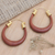 Gold-accented wood hoop earrings, 'Easy on Me' - Balinese 18k Gold-plated Brass and Wood Hoop Earrings