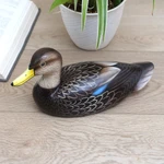 Wood statuette, 'Blue-Winged Teal' - Handmade Javanese Suar Wood Duck Statuette