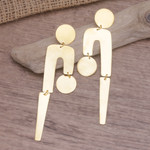 Gold-plated dangle earrings, 'Fancy & Fantastic' - 22k Gold-plated Modern Dangle Earrings Hand-crafted in Bali