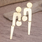 Gold-plated dangle earrings, 'Fancy & Fantastic' - 22k Gold-plated Modern Dangle Earrings Hand-crafted in Bali