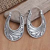 Sterling silver hoop earrings, 'Time Warp'