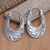 Sterling silver hoop earrings, 'Time Warp' - Handmade Sterling Silver Sea Catch Hoop Earrings from Bali (image 2) thumbail