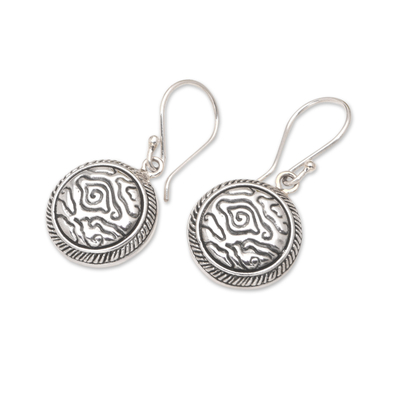Sterling silver dangle earrings, 'Megamendung' - Handmade Batik Sterling Silver Dangle Earrings from Bali