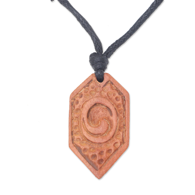 Men's Sawo Wood Cross Pendant Necklace with Cotton Cord, 'Natural Blessing