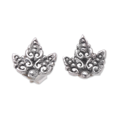 Sterling Silver Leaf Stud Earrings from Bali