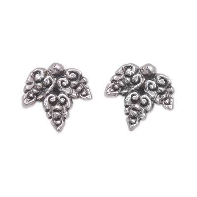 Sterling silver stud earrings, 'Spiral Leaves' - Sterling Silver Leaf Stud Earrings from Bali