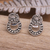 Sterling silver button earrings, 'Joined Rings' - Sterling Silver Button Earrings with Balinese Motifs (image 2) thumbail