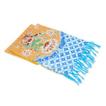 Rayon scarf, 'Caramel Ganesh' - Caramel Rayon Scarf with Hand-Painted Ganesh