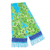 Rayon scarf, 'Turquoise Batun Timun' - Turquoise Rayon Scarf with Hand-Painted Batun Timun Details
