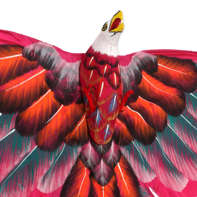 Nylondrachen - Handbemalter balinesischer Weißkopfseeadler-Drachen aus rotem Nylon