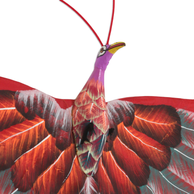 Nylondrachen - Handbemalter balinesischer Vogeldrachen aus rotem Nylon