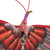 Nylon kite, 'Red Peafowl' - Hand Painted Red Nylon Balinese Bird Kite