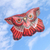 Nylon kite, 'Crimson Owl' - Hand Painted Red Nylon Balinese Owl Kite